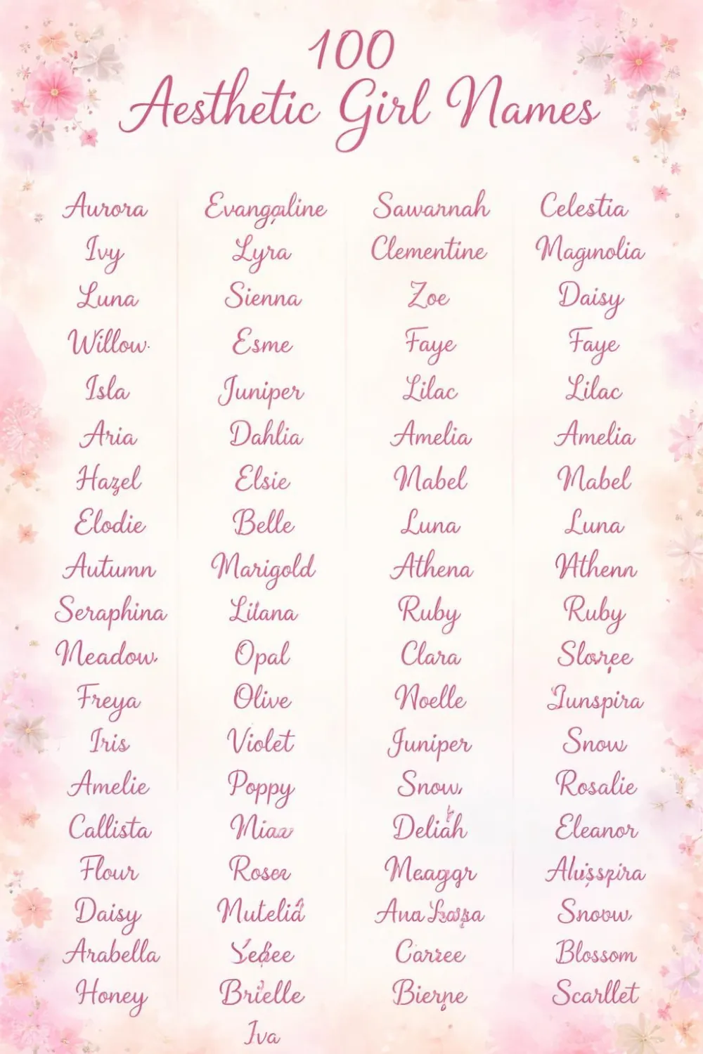 100 Aesthetic Girl Name Ideas for Your Beautiful Baby