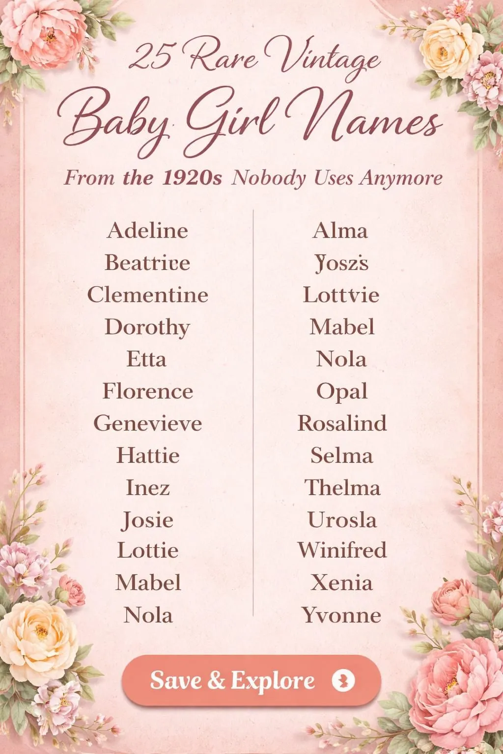 25 Rare Vintage Baby Girl Names From the 1920s Nobody Uses Anymore