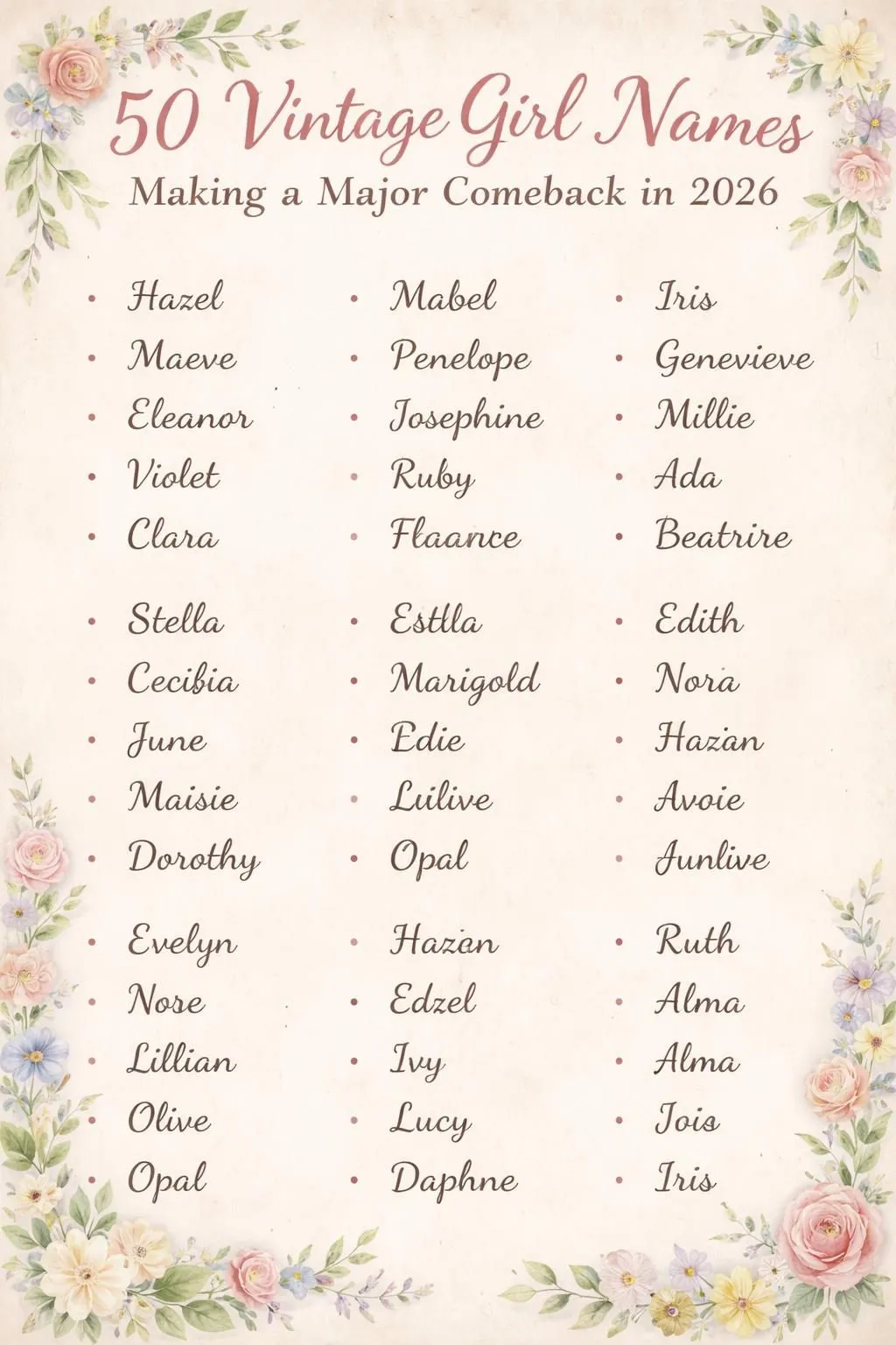 50 Vintage Girl Names Making a Major Comeback in 2026