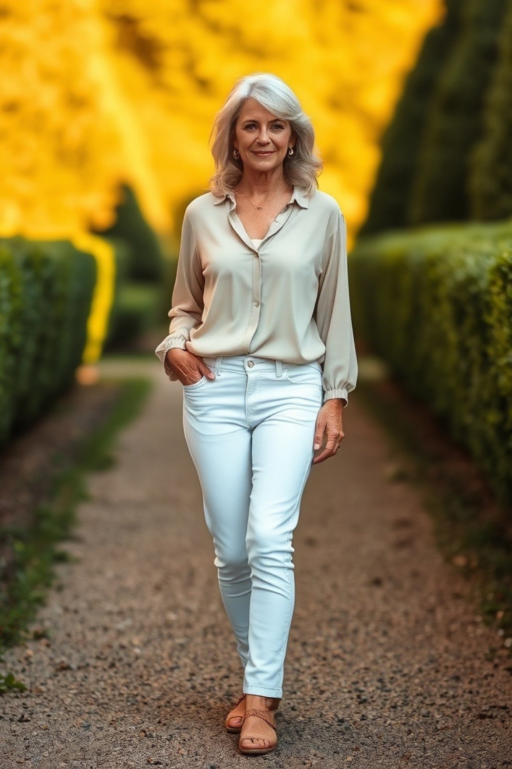 17 White Jeans Outfits for Women Over 60 From Spring to Fall