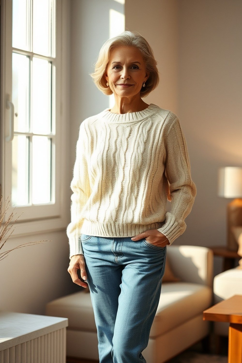20 Cable Knit Sweater Outfits for Women Over 50