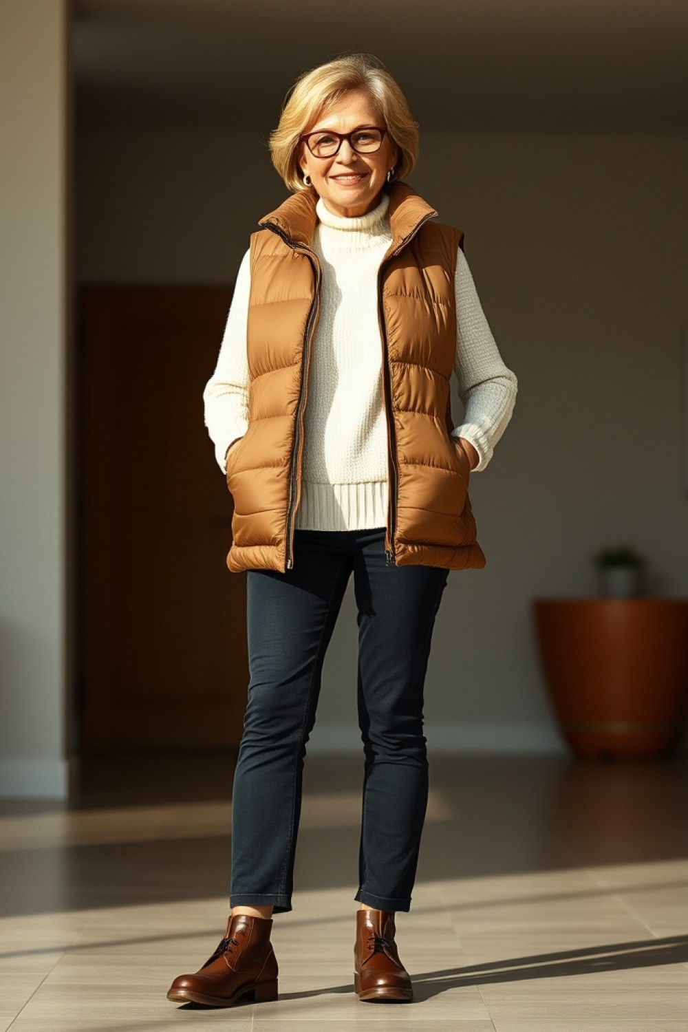 20 Puffer Vest Outfits for Women Over 50