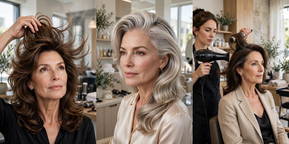 18 volume-boosting hairstyles for thinning hair over 50 collage