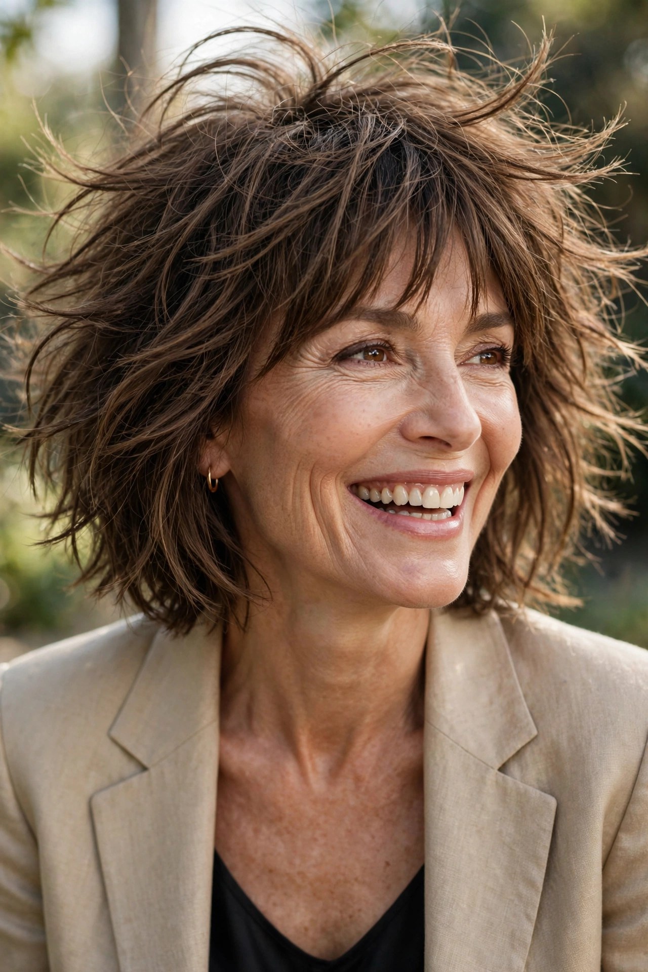 Untamed wildflower shaggy bob in medium brown