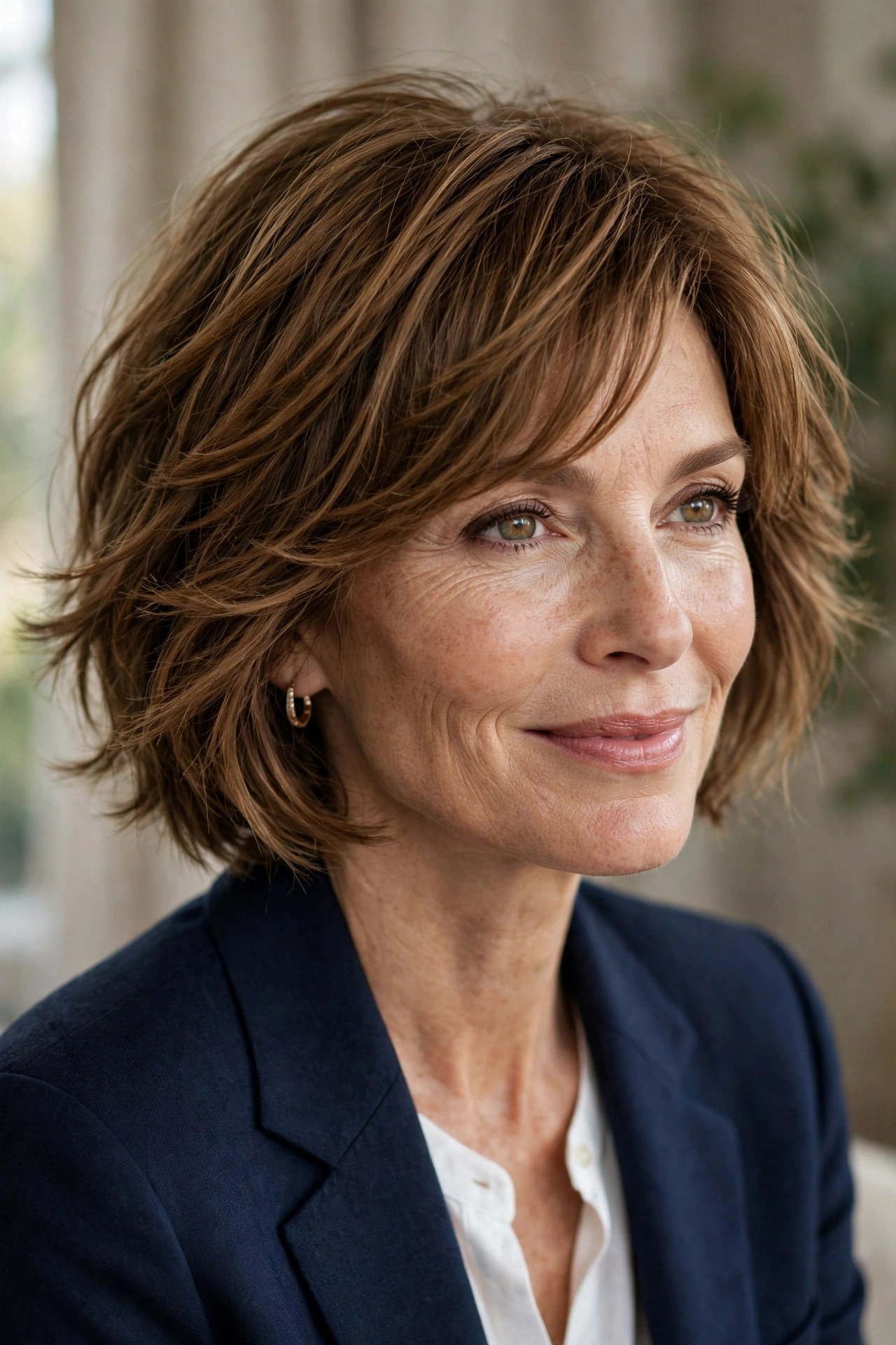 Soft-edge caramel shaggy bob