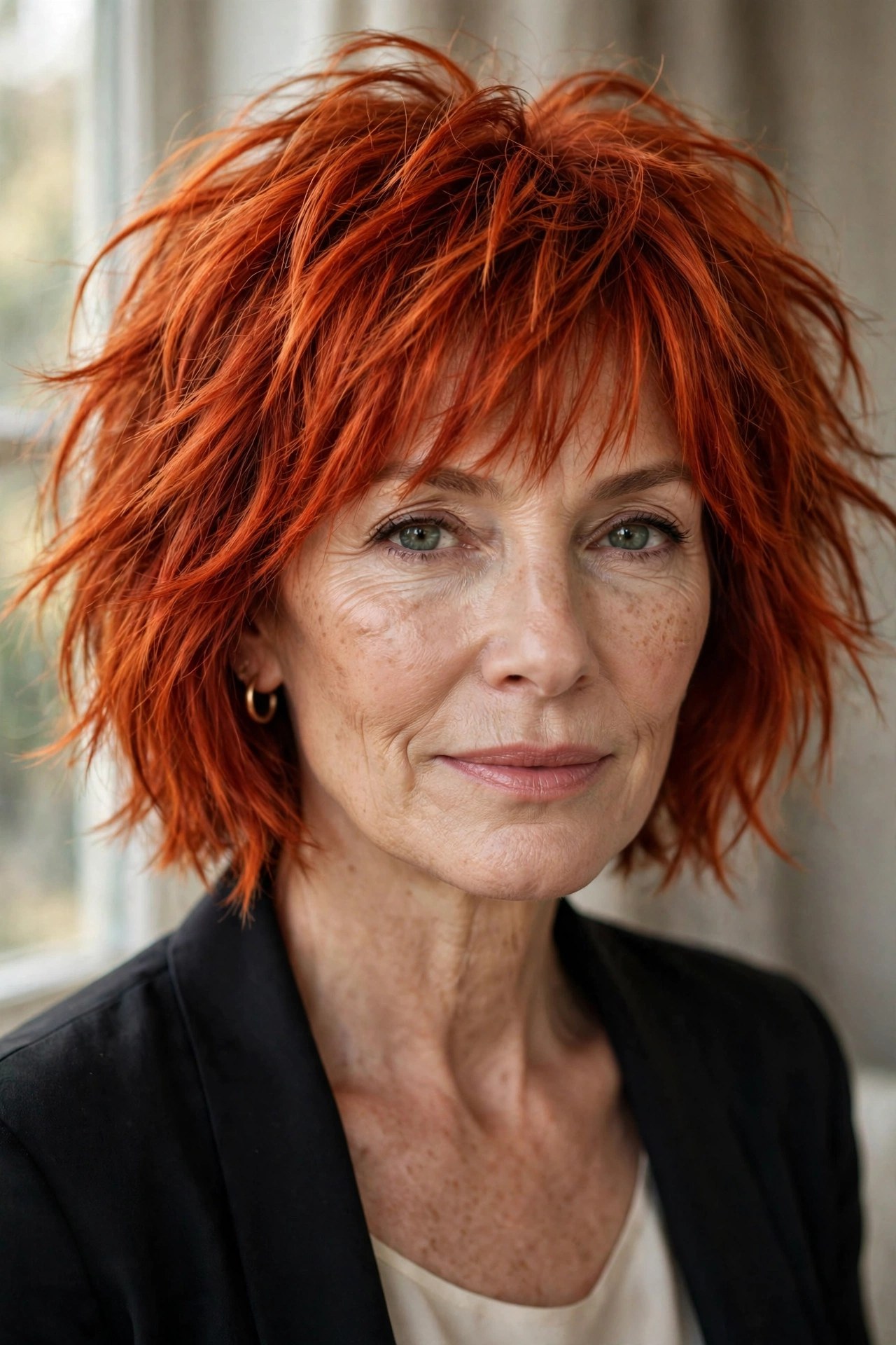 Fiery red-copper shaggy bob