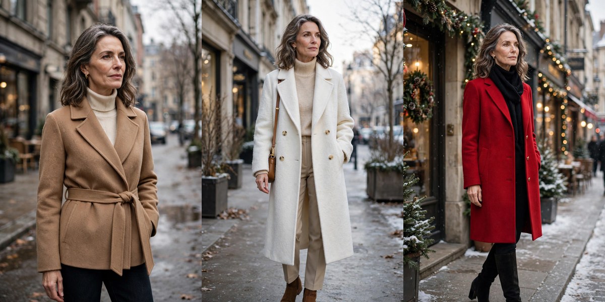 Best winter coats for women over 50 collage featured image