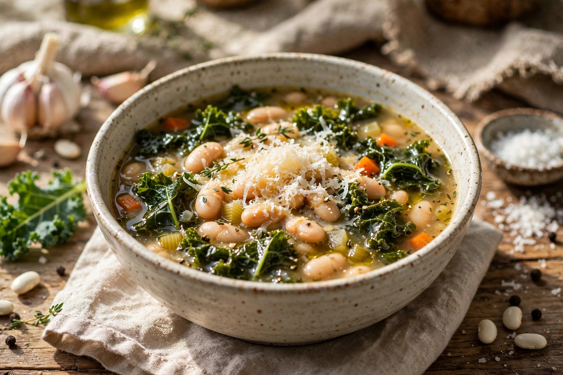 Kale and white bean soup with parmesan