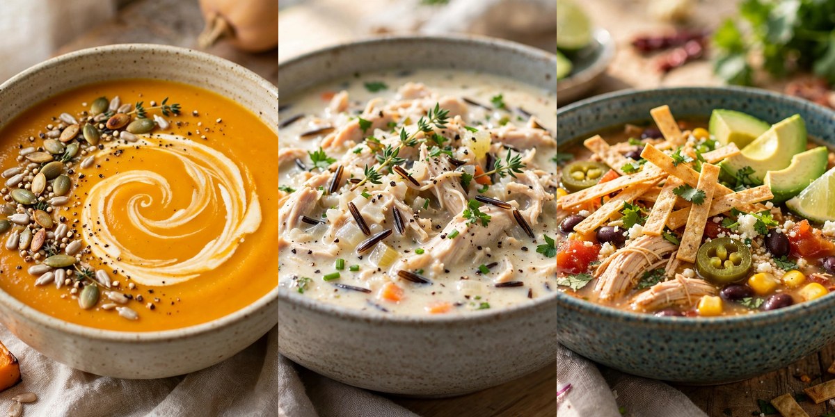 Healthy fall soup recipes collage