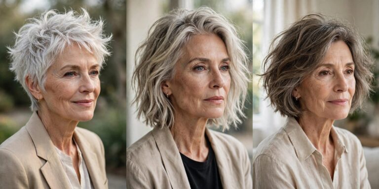 21 short messy hairstyles for women over 60 collage