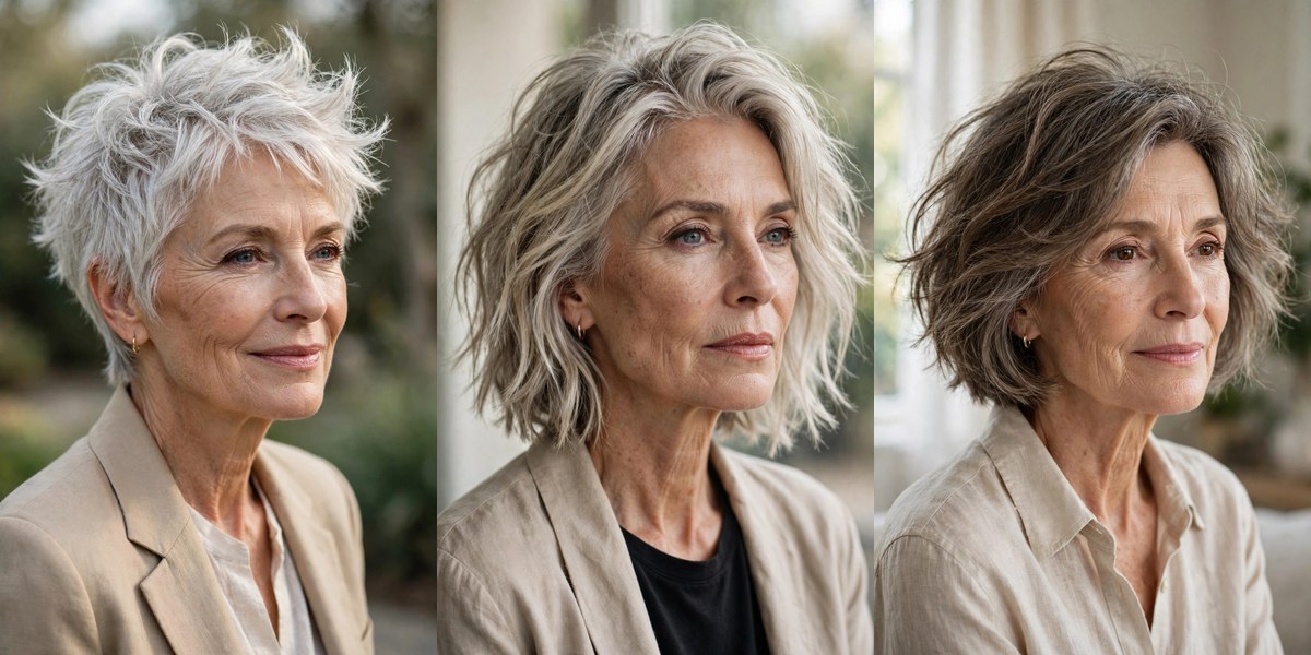 21 short messy hairstyles for women over 60 collage