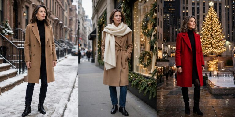 22 chic winter looks for New York over 50, warm city style collage