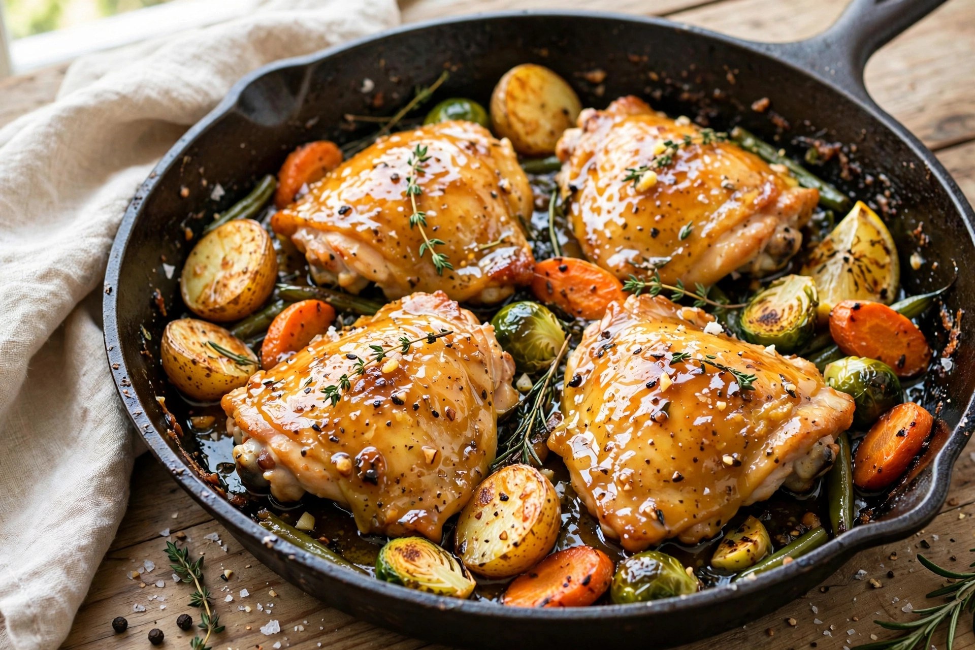 One-pan honey mustard chicken with vegetables