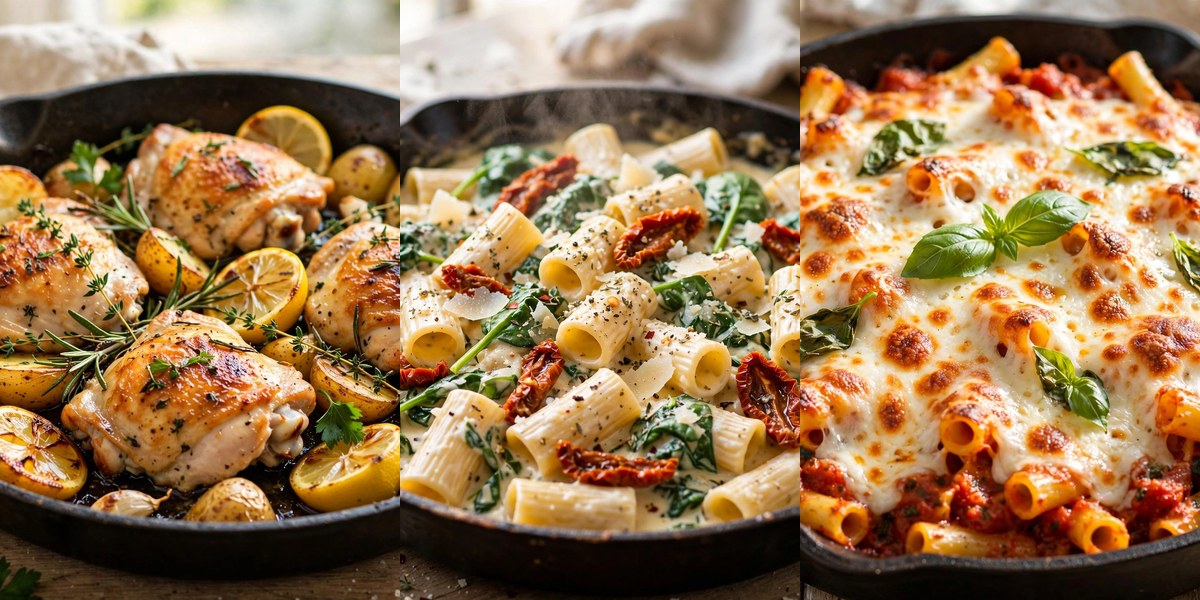 One pan dinners for easy weeknights collage