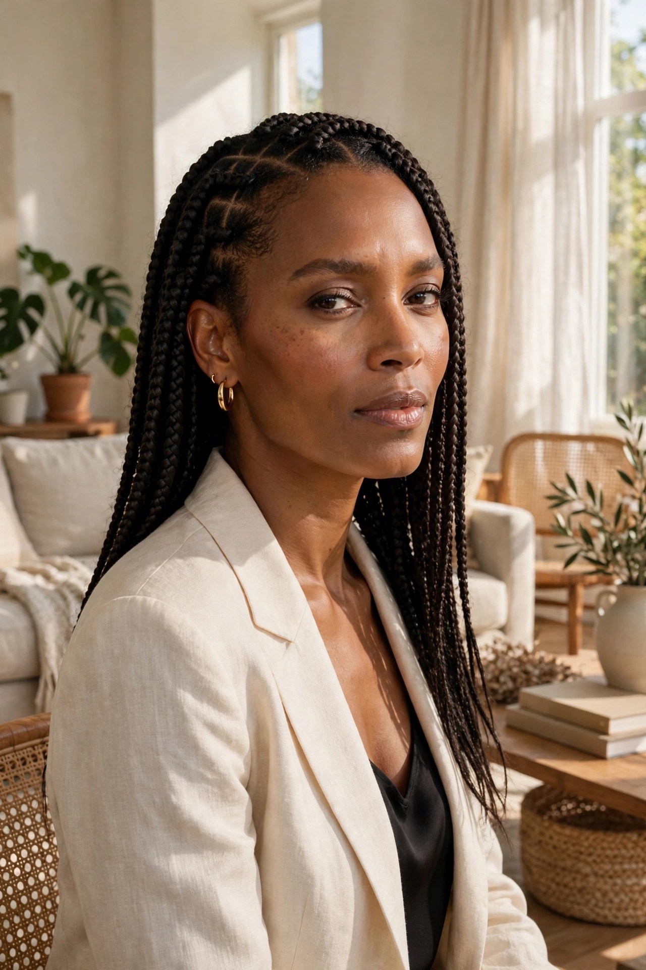 Woman with classic medium box braids