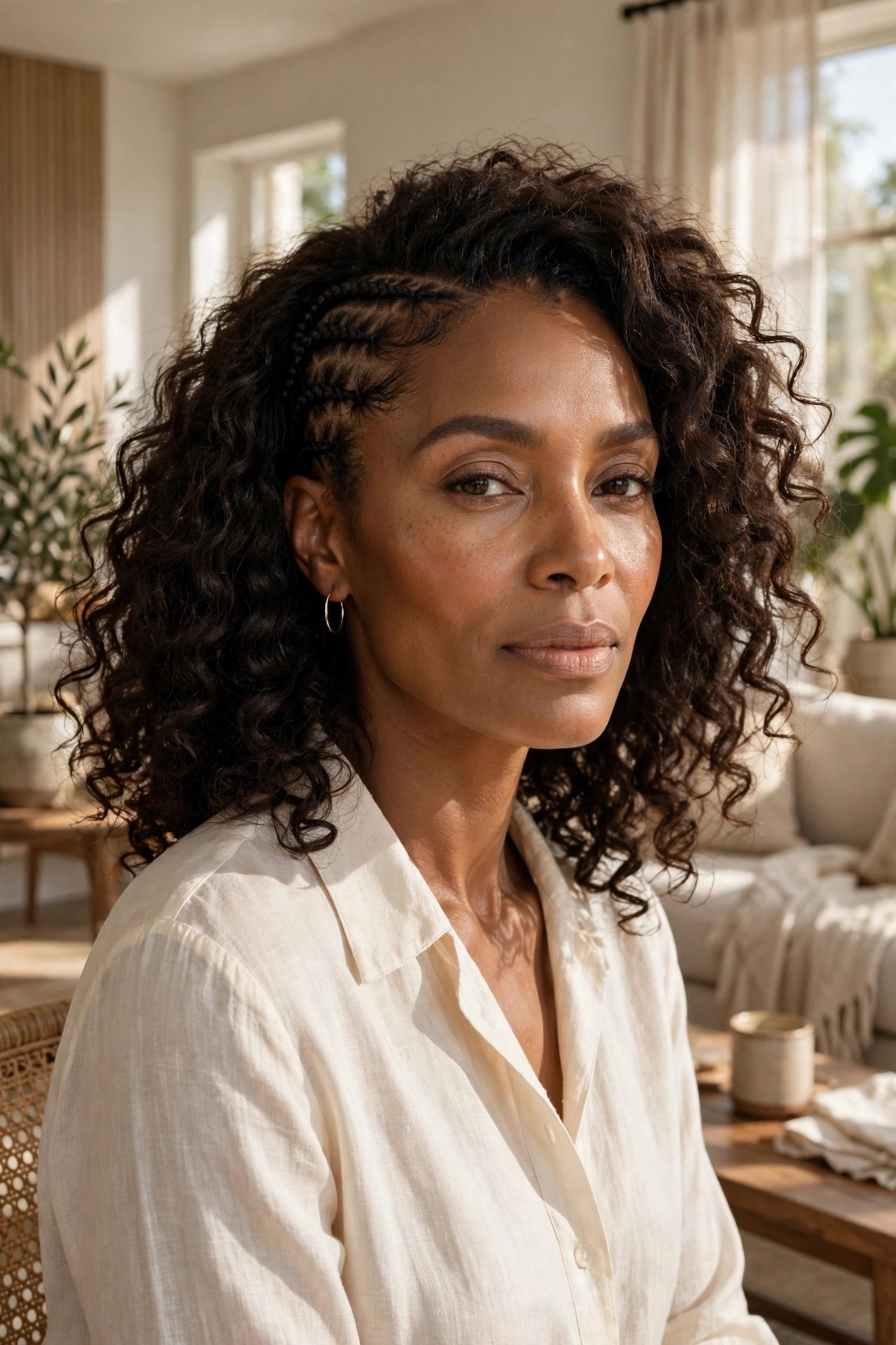 Woman wearing a glueless wig with a natural hairline