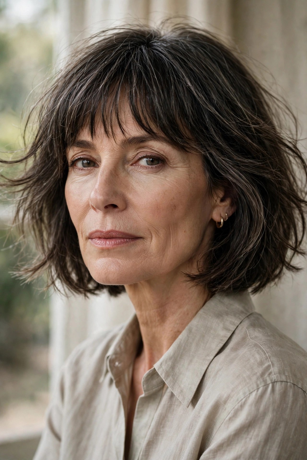 Razor-textured chin bob with lived-in fringe