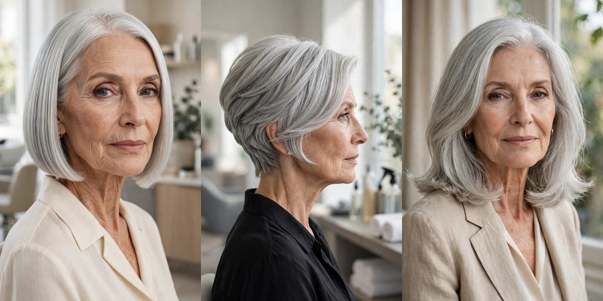 23 haircuts for women over 70 with natural volume collage