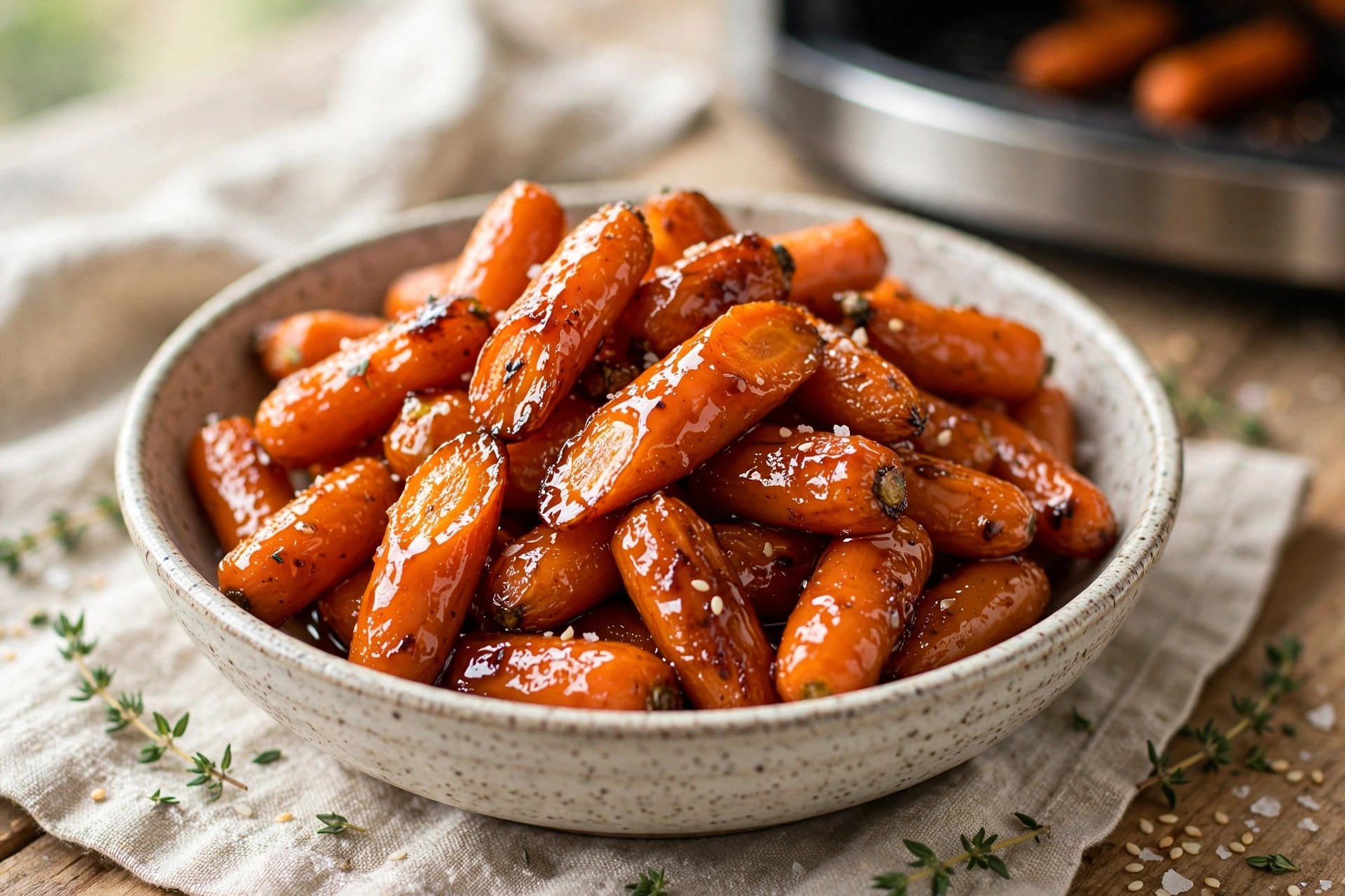 Air fryer honey glazed carrots caramelized