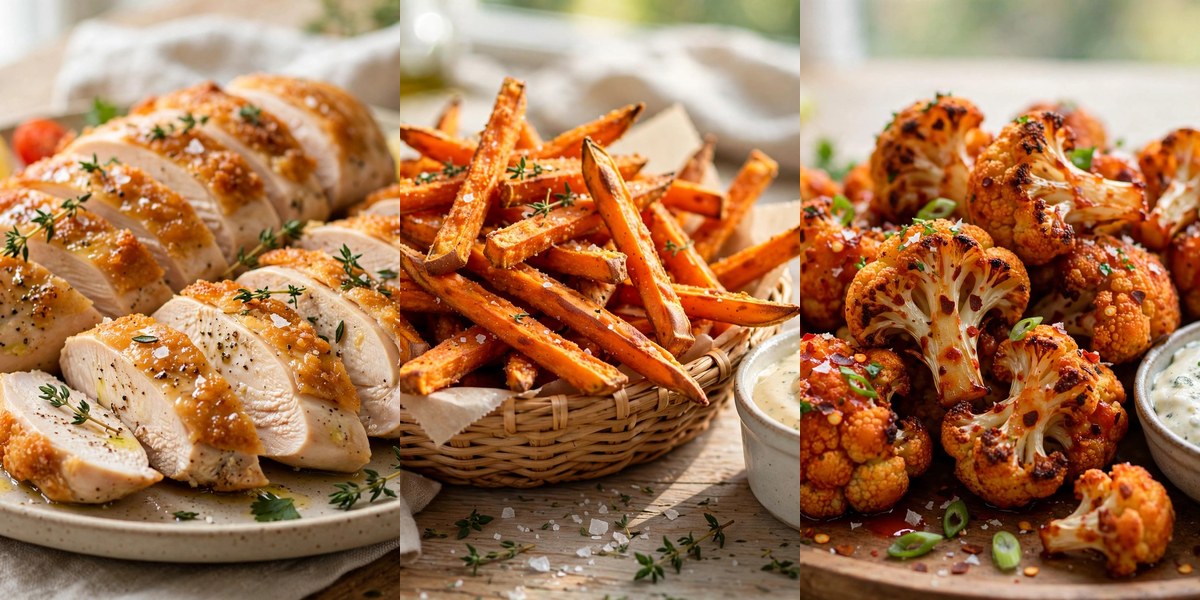 Healthy air fryer recipes for two collage