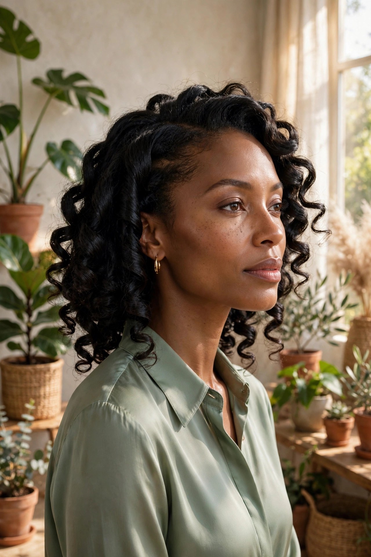 Woman in her 30s with a defined twist-out