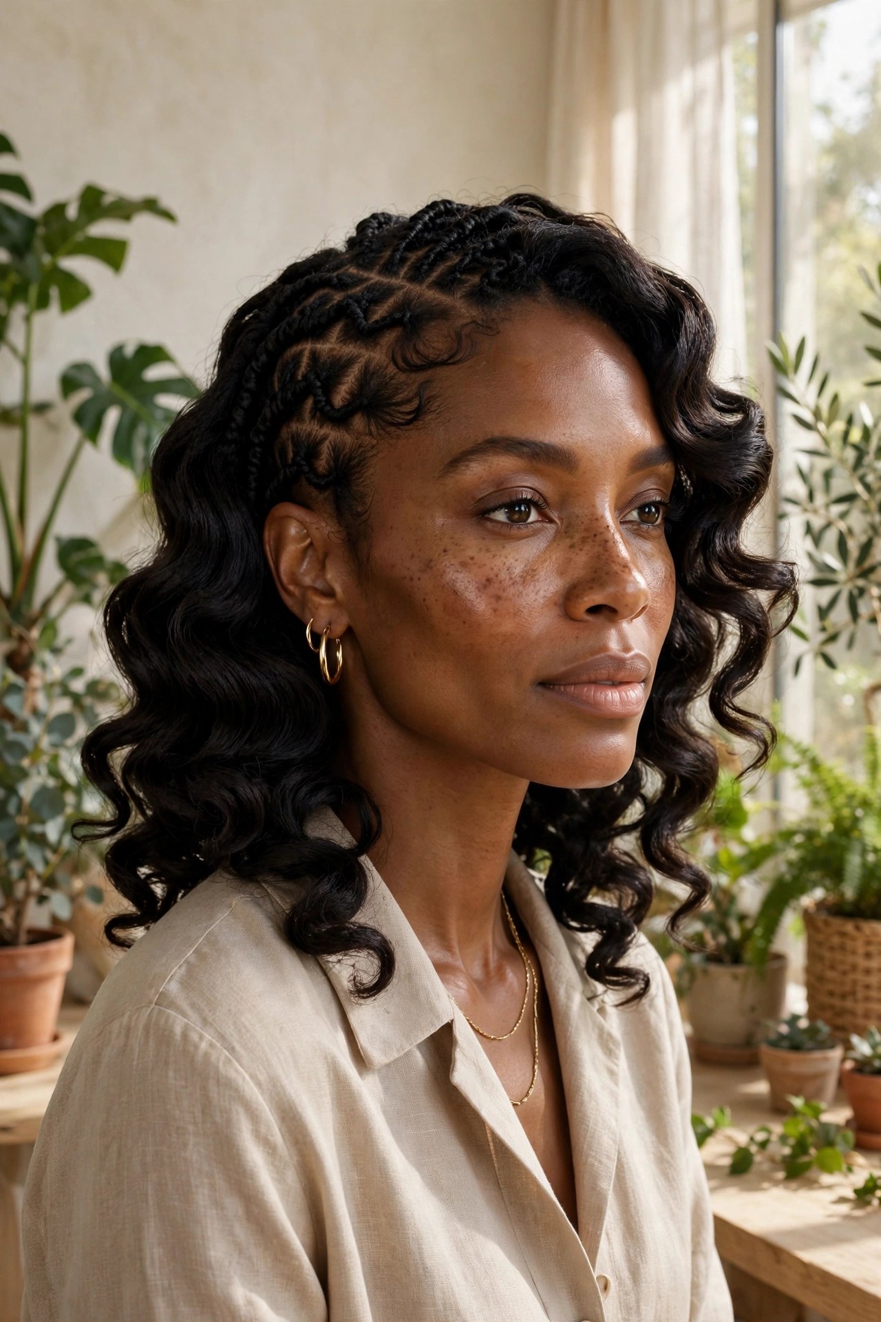 Woman in her 30s with a flat-twist out