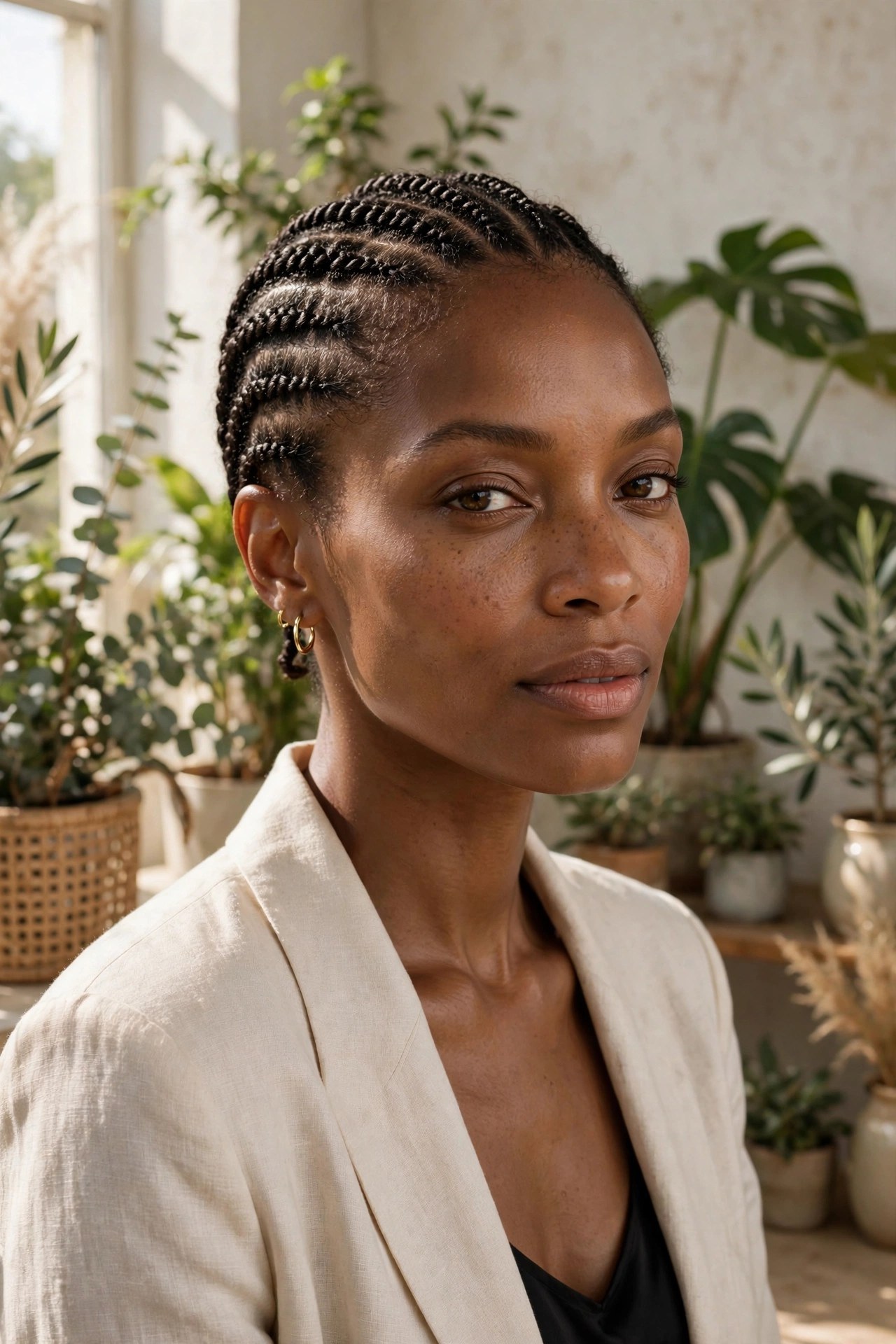 Woman in her 30s with flat twists