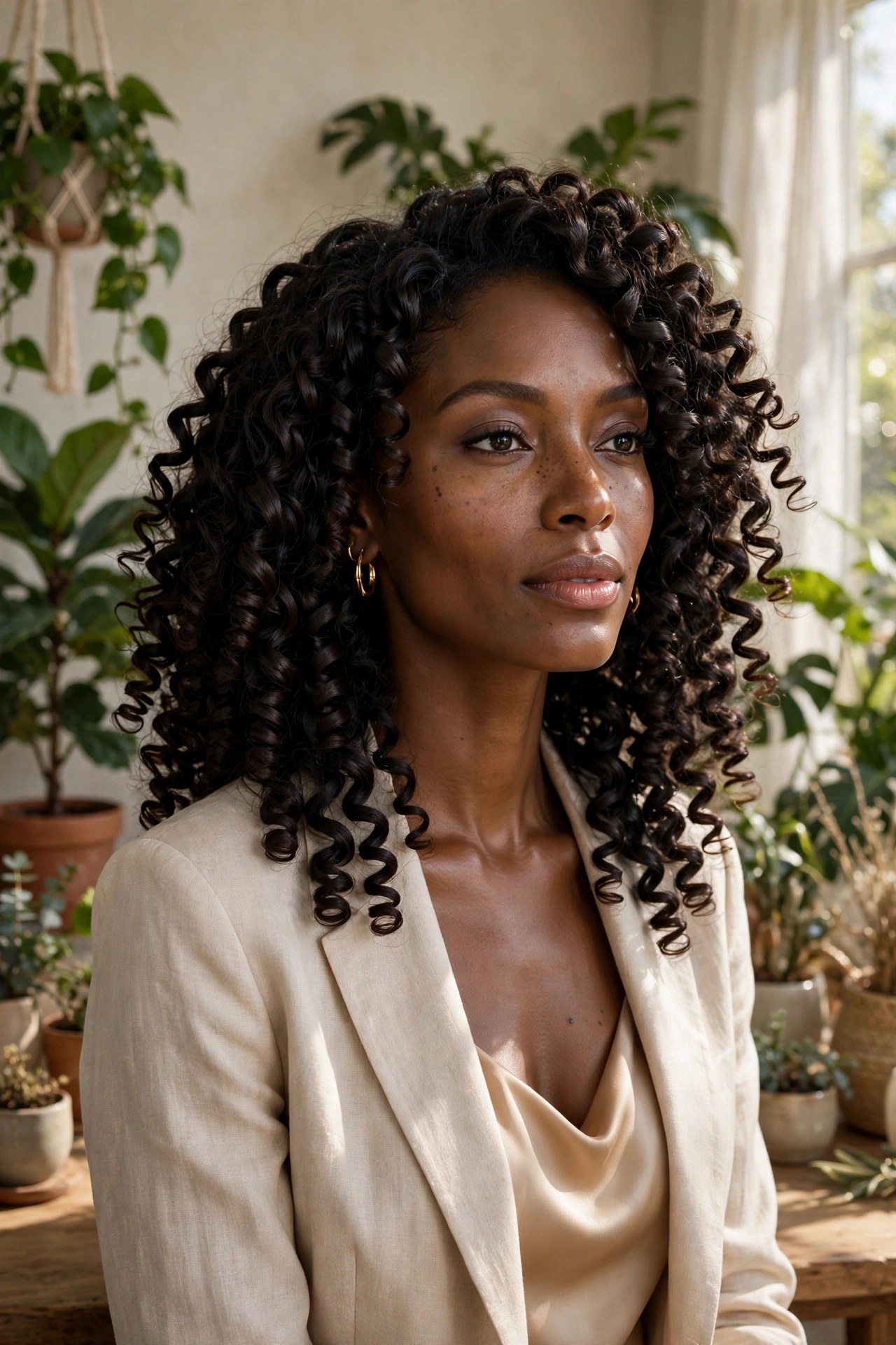 Woman in her 30s with a flexi-rod set