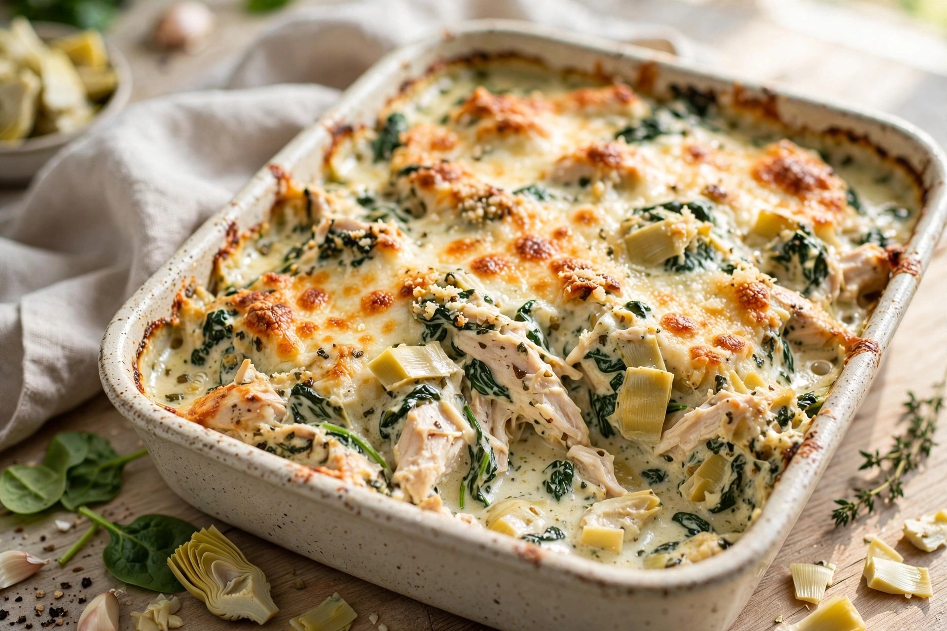 Spinach and artichoke chicken casserole creamy