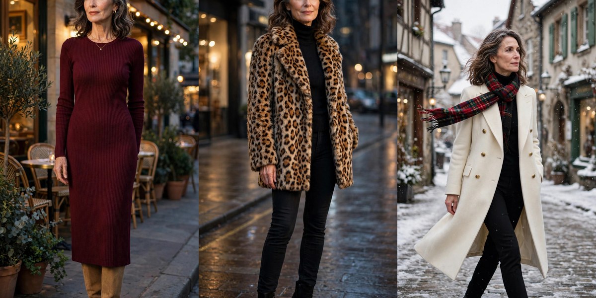 Winter outfits for women over 50 collage