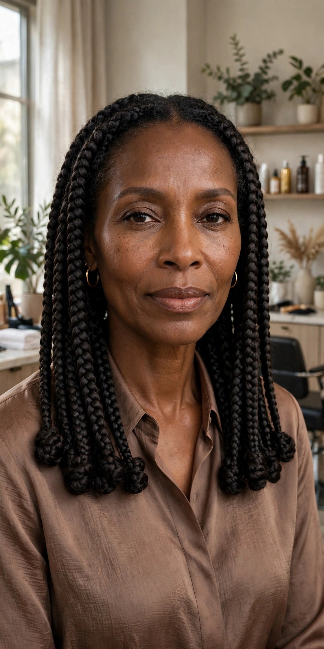 Woman with full jumbo knotless braids