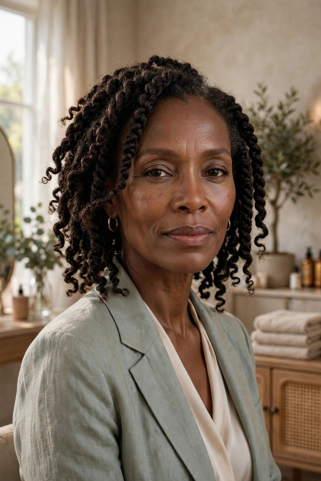 Woman with natural-looking crochet twists