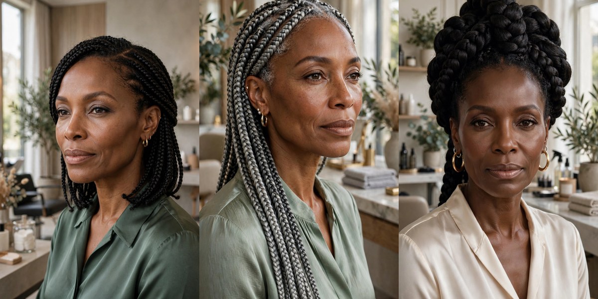 25 Elegant Braids for Black Women Over 50 That Never Look Overdone collage