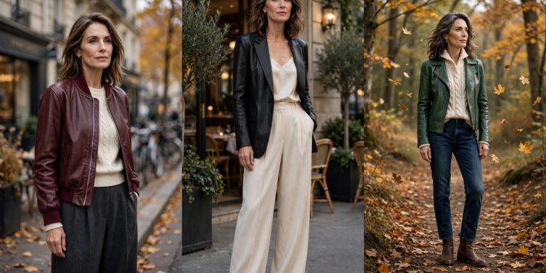 26 leather jacket outfits for women over 50 featured collage