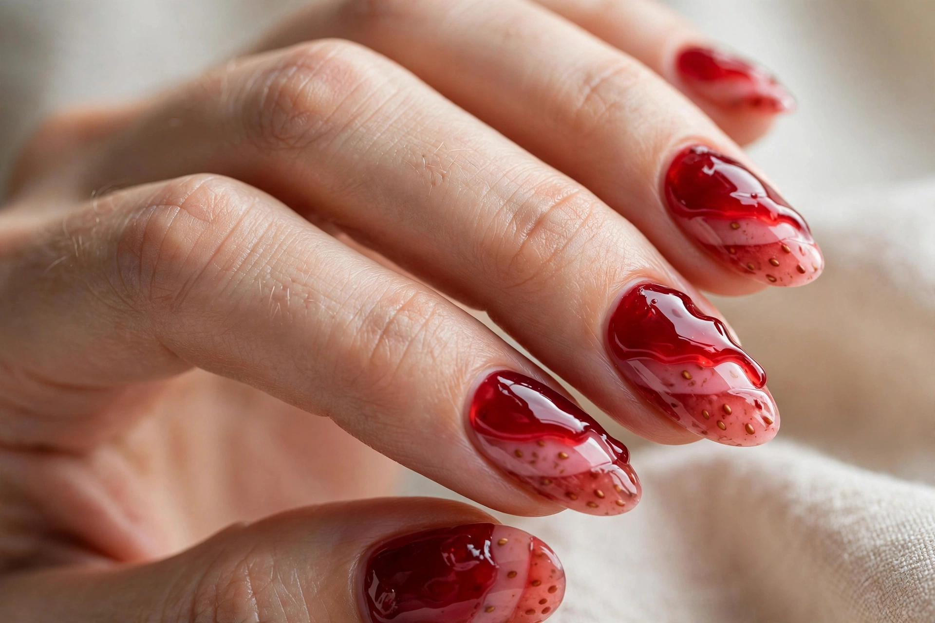 Cherry jam jelly layered nails