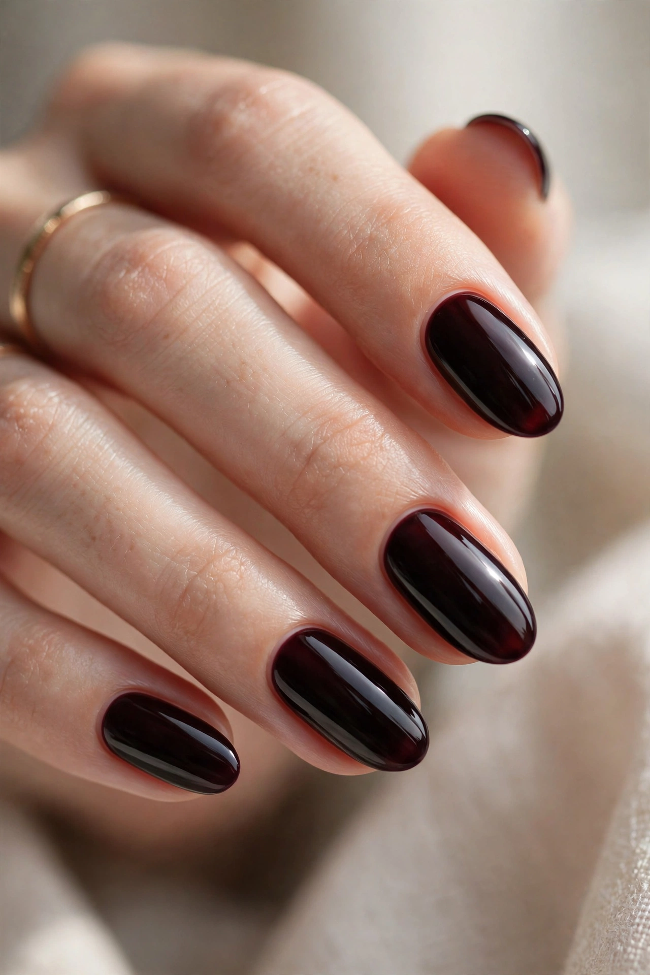 Deep merlot cherry noir nails