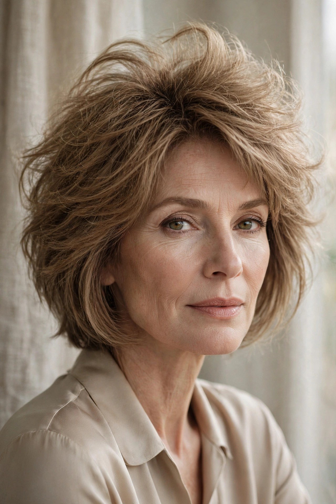Fine hair shaggy bob with lifted voluminous roots