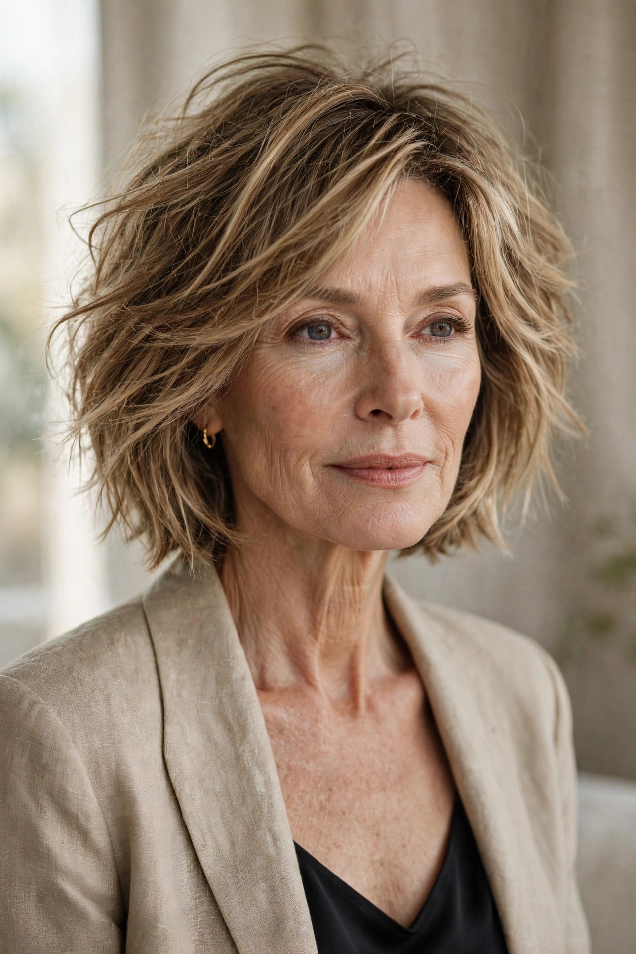 Bronde tousled shaggy bob