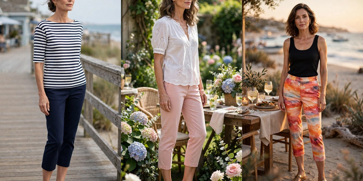27 capri outfits for women over 50 featured collage