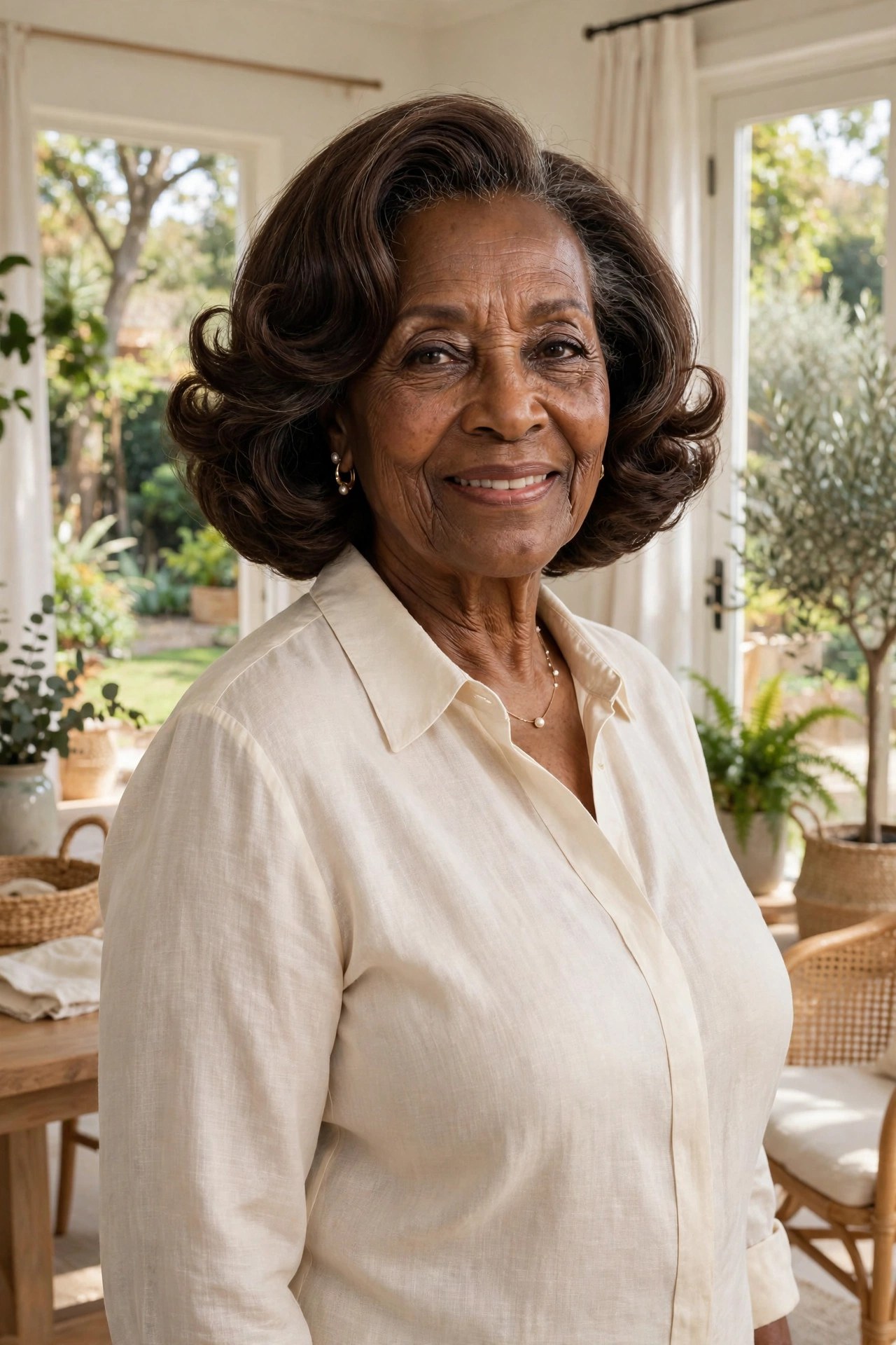 Woman in her 70s with a roller-set bob