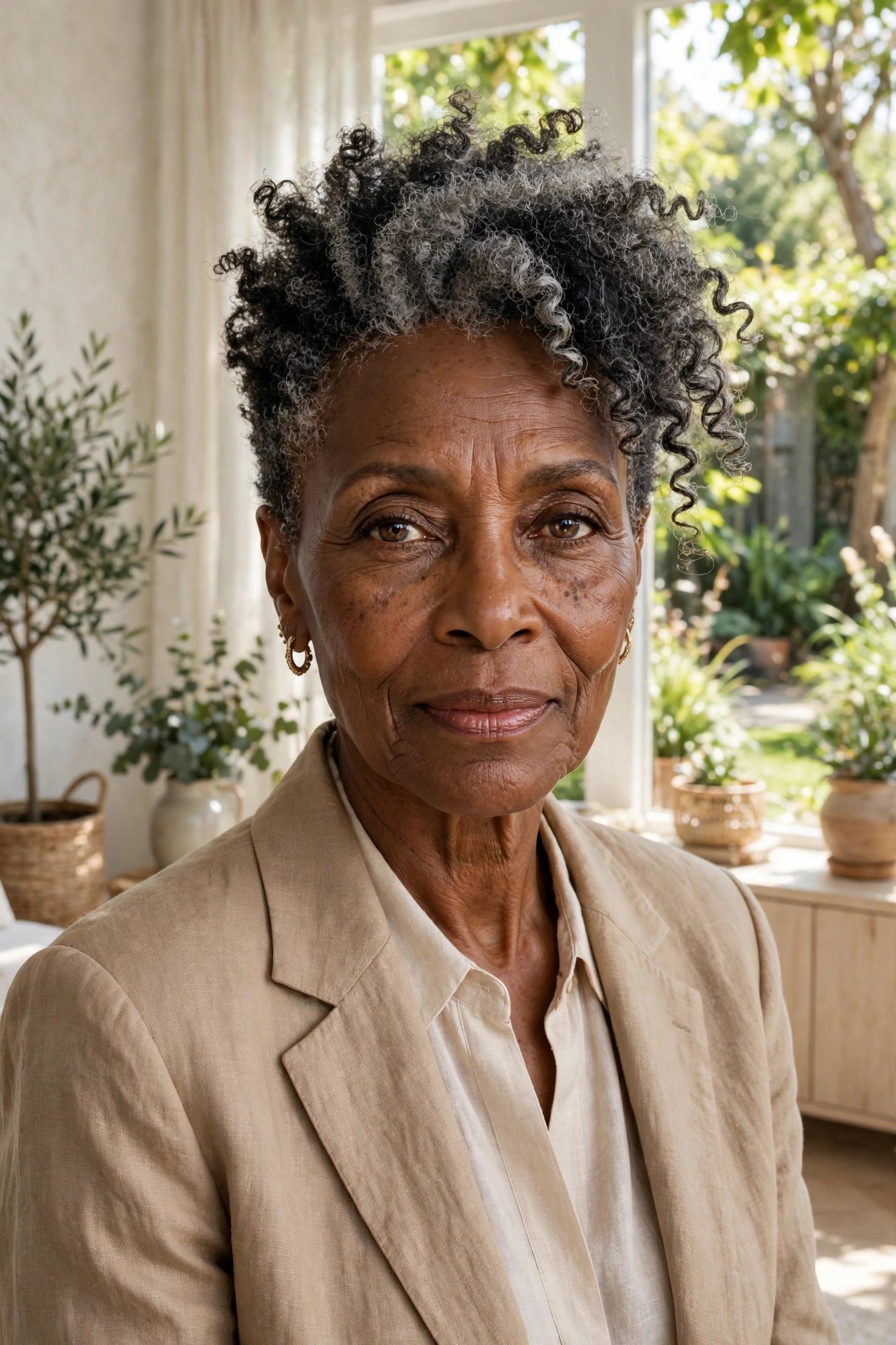 Woman in her 70s with a textured crop