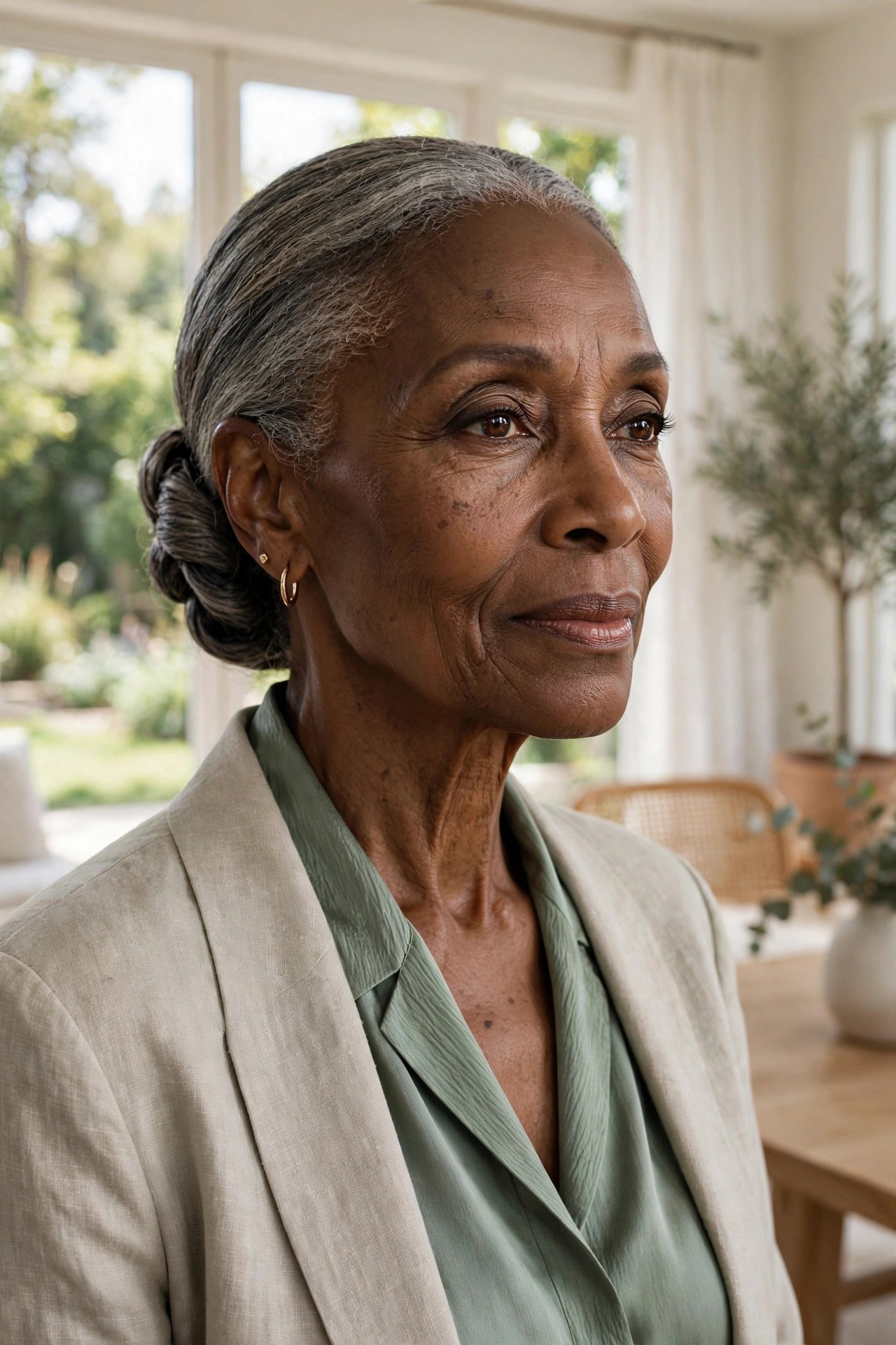 Woman in her 70s with a low chignon