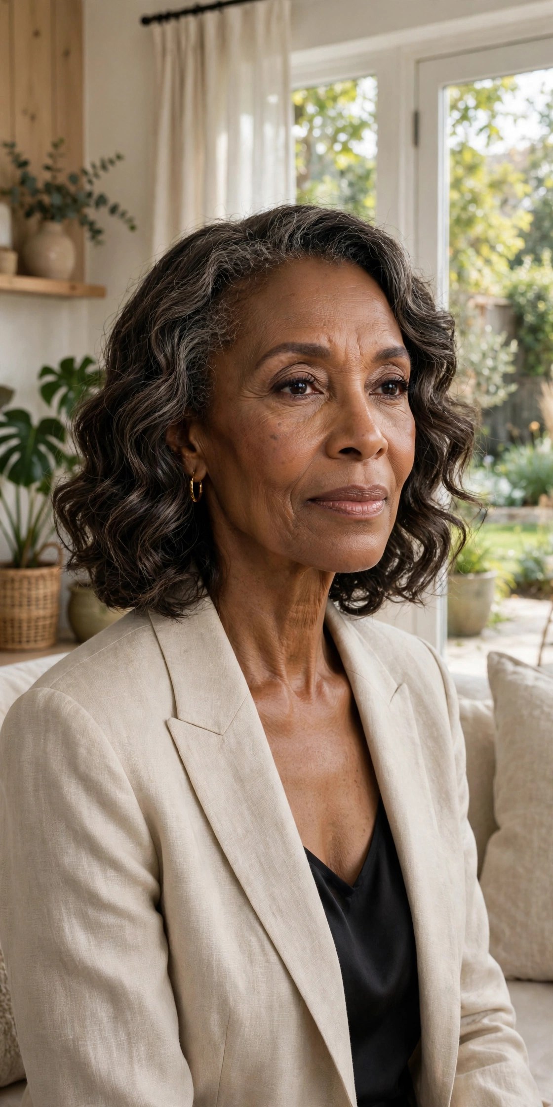Woman in her 70s with a soft braid-out