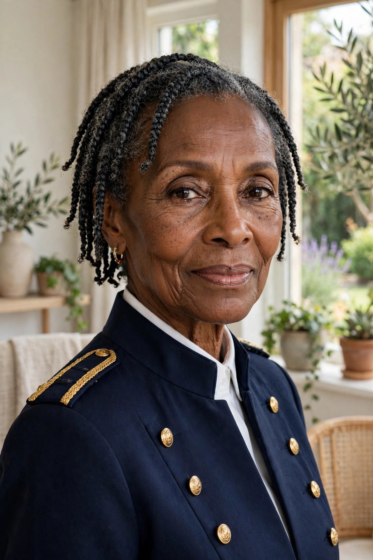 Woman in her 70s with short sisterlocks