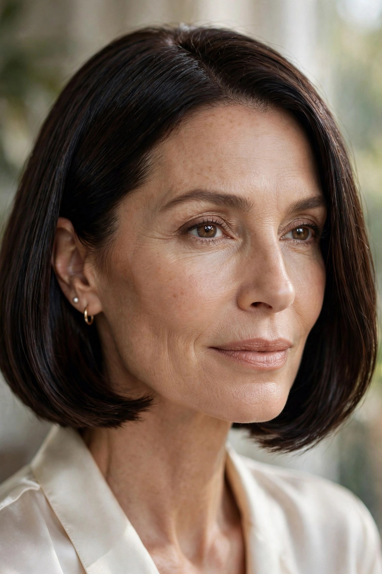 Rich espresso brown chin bob with glossy finish