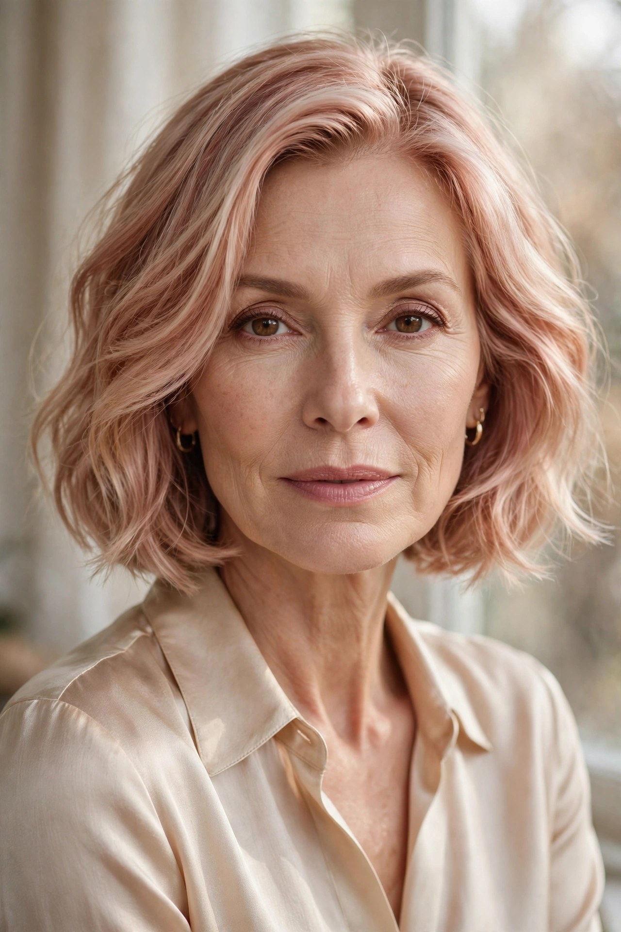 Rose gold chin bob with soft waves