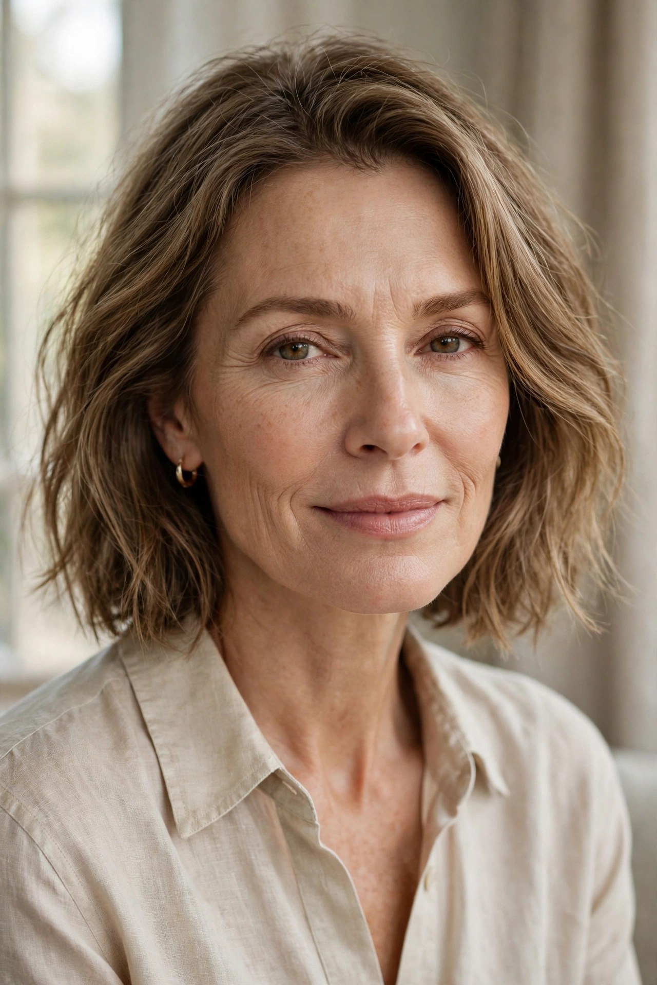 Chin bob with natural air-dried texture