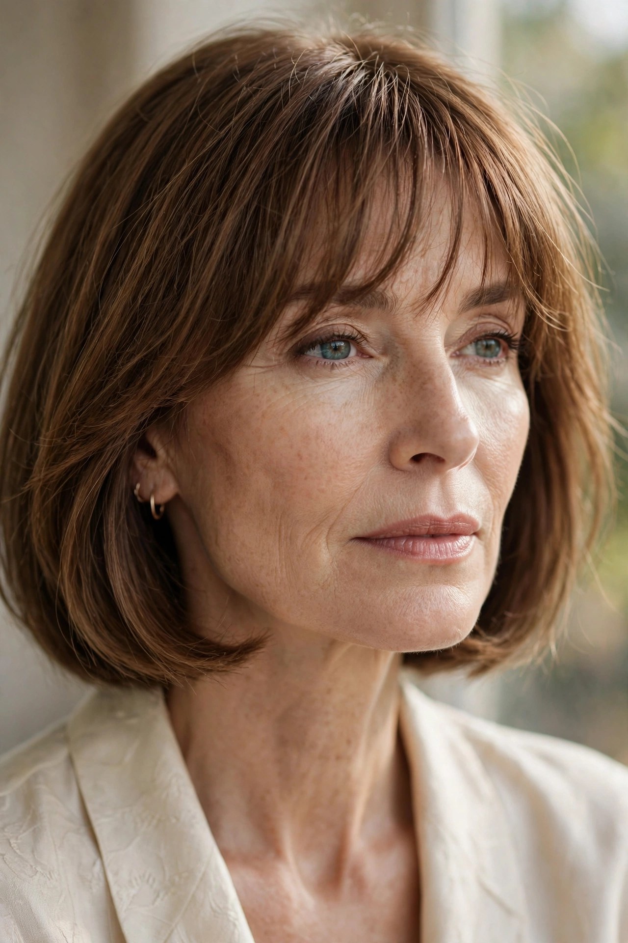 Chin bob with soft eye-grazing fringe