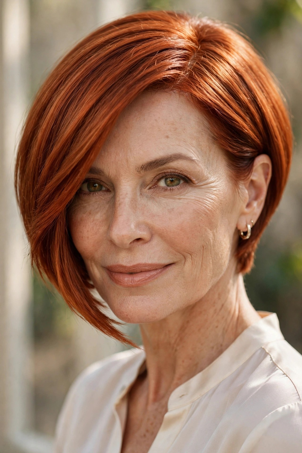 Fiery copper angled bob