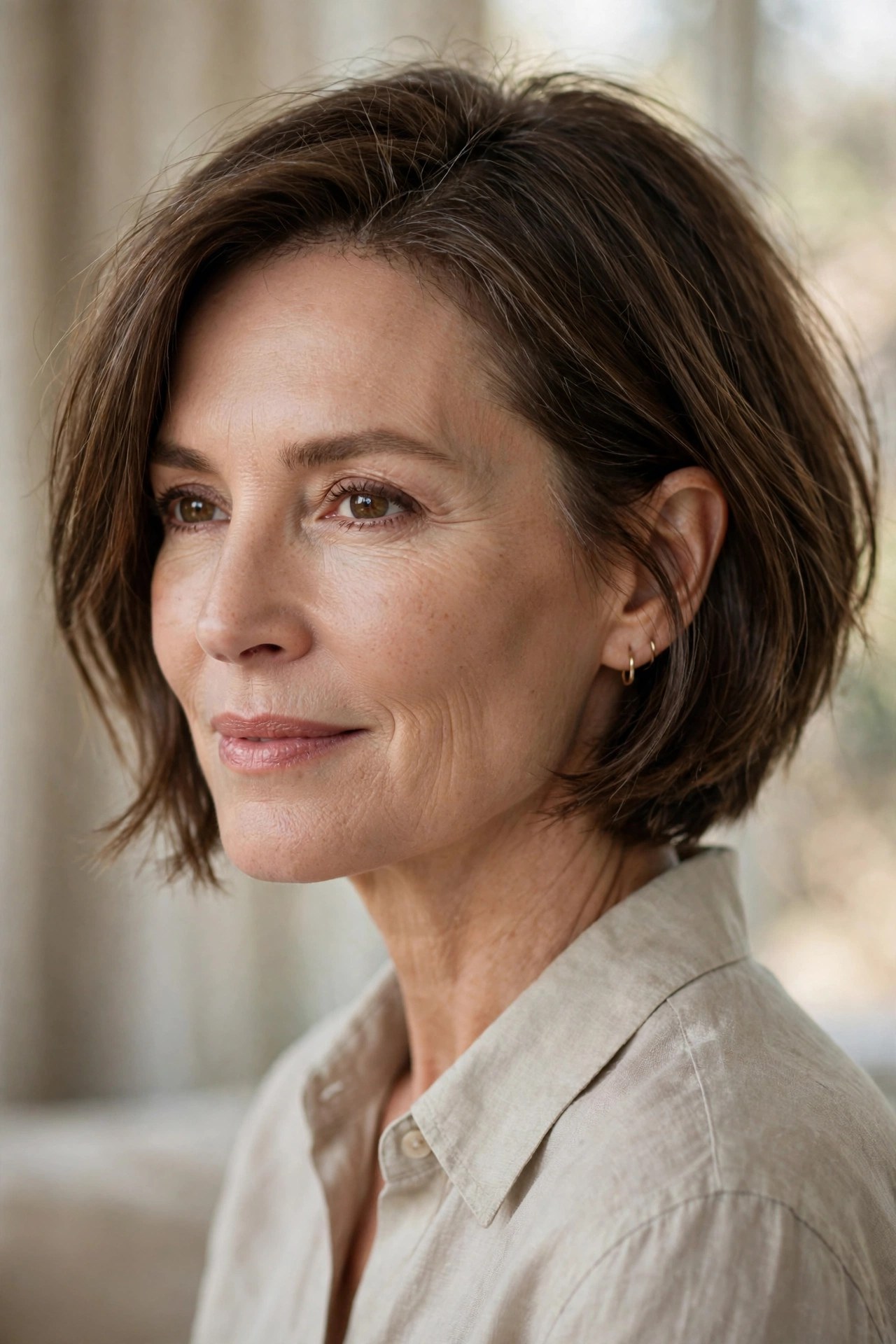 Everyday medium brown angled bob